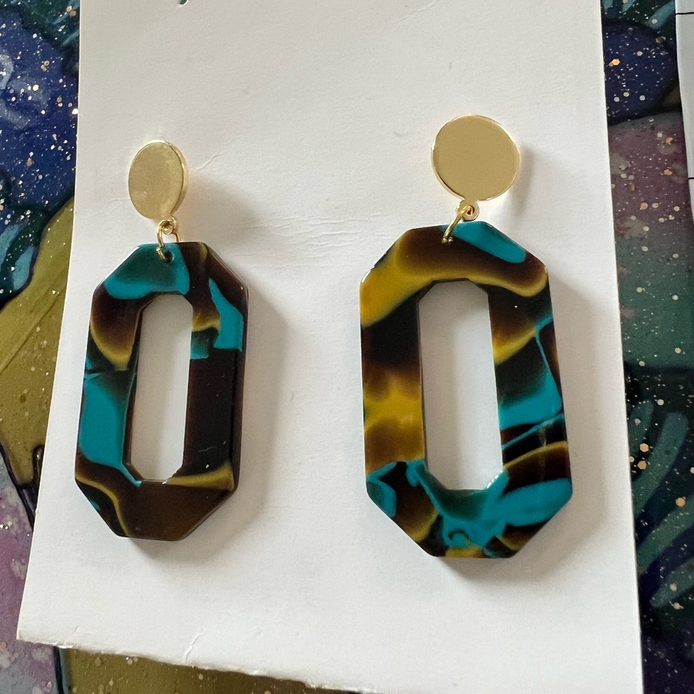 Gold & Acrylic Earrings